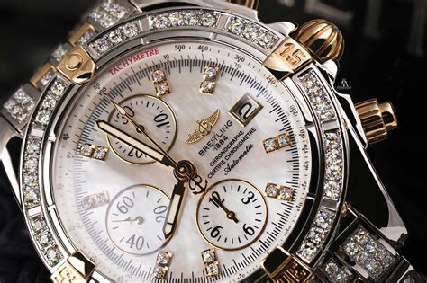 gold diamond breitling|Breitling diamond bezel for sale.